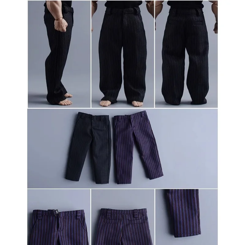 1/9 Scale Super Strong Male Soldier Striped Trousers with Belt Clothes Model for Romankey Adam Action Figures Body Dolls Decor
