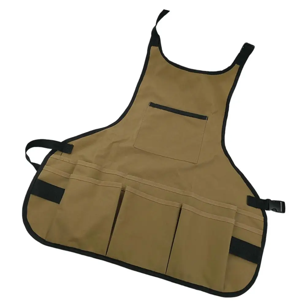 

Polyester Apron Multi Pockets Gardening Woodworking Craft Large Size Cover Tool Storage Hanging Neck Buckle Straps