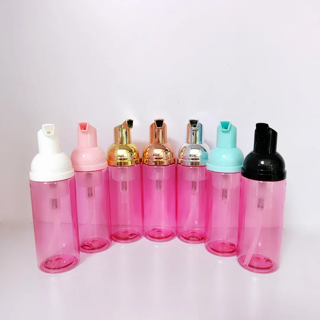 10Pcs/60ML Transparent Pink Plastic Bottle Soap Mousse Travel Portable Foam Bottle Cleaning Washing Foam Dispenser Sub-bottle
