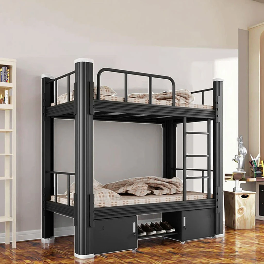 

Wholesale Modern Metal Bunk Beds Steel Frame 2 Storage Drawers Safety Guardrails Ladders Adults Dormitory Living Room Bedroom