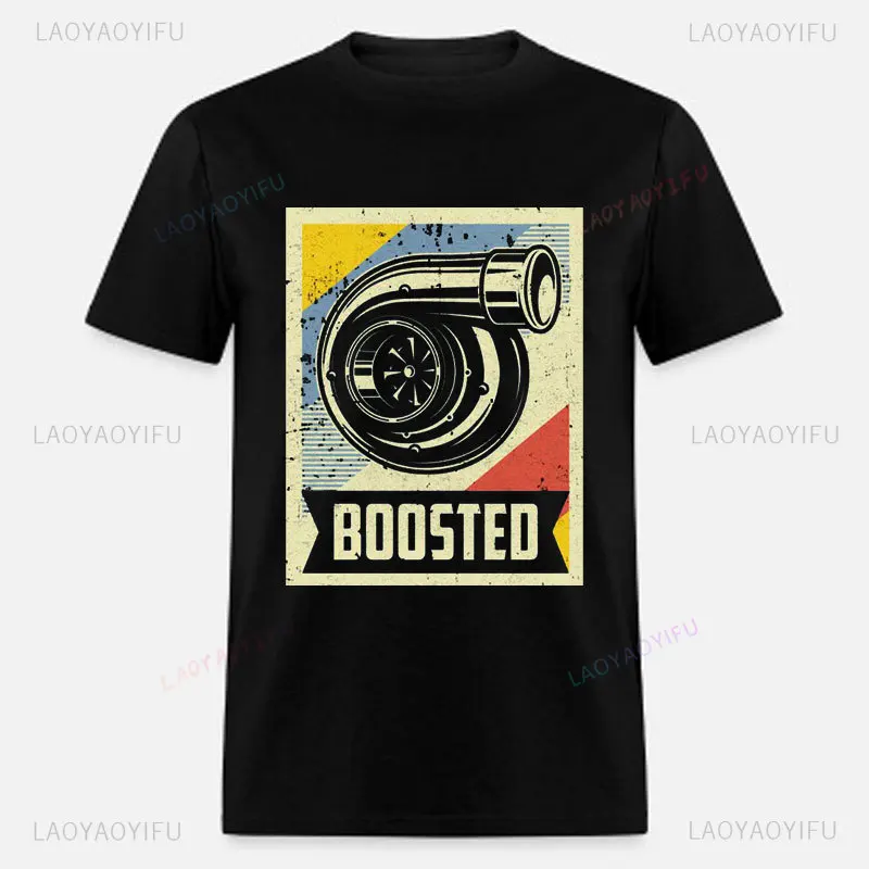 New Boost Turbo Engine Printing T-Shirt Car Parts Funny Mechanic Cotton Teemen 2024 Summer Fashion Top Personality Mans Clothing