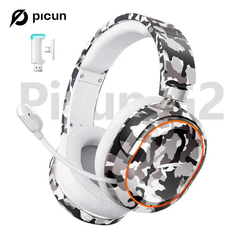 

Беспроводная игровая гарнитура Picun G2, Bluetooth 2.4G, наушники с объемным звуком 7.1, низкой задержкой 5 мс, микрофоном ENC для ПК, PS4, PS5, телефона, Switch
