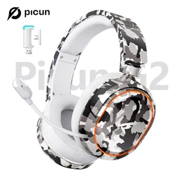 Picun G2 Wireless Gaming Headset Bluetooth 2.4G Headphones 7.1 Surround 5ms Low Latency ENC Mic for PC PS4 PS5 Phone Switch