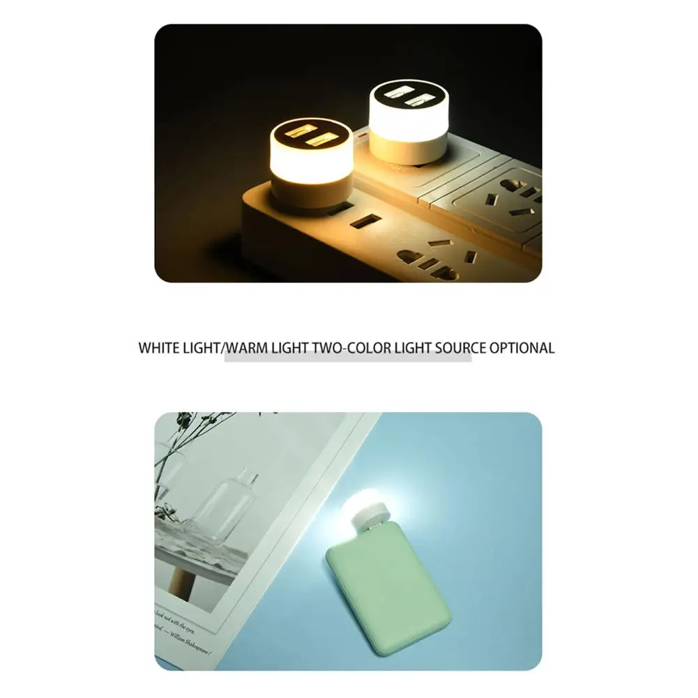 Lampu Disk portabel LED colokan USB lampu malam lampu baca 5V lampu buku Mini lampu bohlam Kemah luar ruangan bertenaga Power Bank