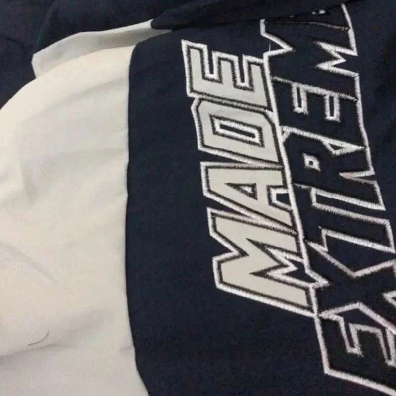 Motorcycle Jacket Embroidery Jacket Retro Street High Street Heavy Industry Racing Retro Color Block Letters Chic Loose Coat New