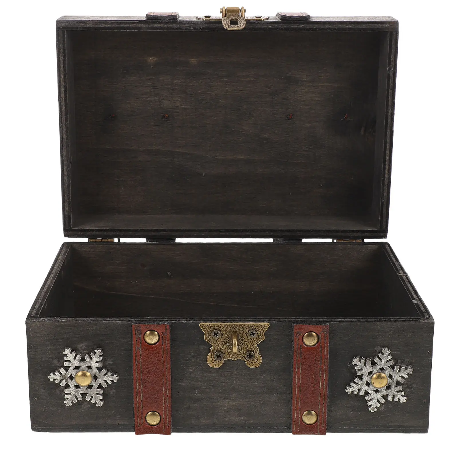 Lockable Vintage Jewelry Box Wooden Treasure Chest Retro Design Wood Construction for Jewelry Storage Trinket