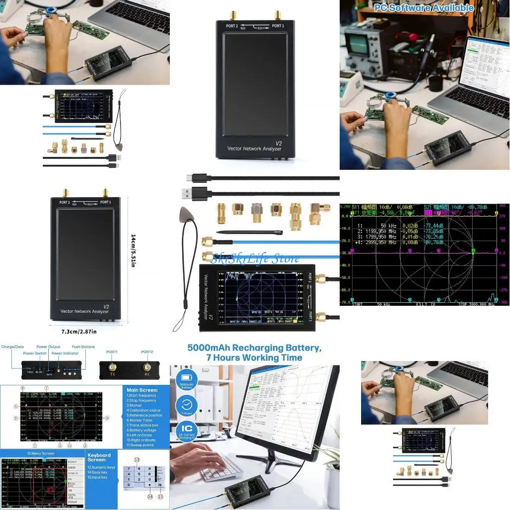 

E65E Vector Networking Analyzing 50kHz-3000MHz VHF UHF Vector Networking Analyzing 4.3inch