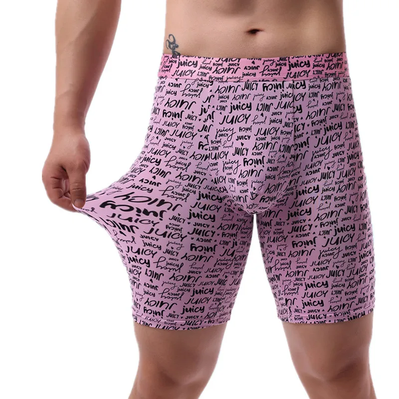 Herren Unterwäsche Eis Seide Boxershorts Mann atmungsaktiv u konvexen Beutel mittellanges Bein Unterhose männlich schnell trocknen Höschen homme