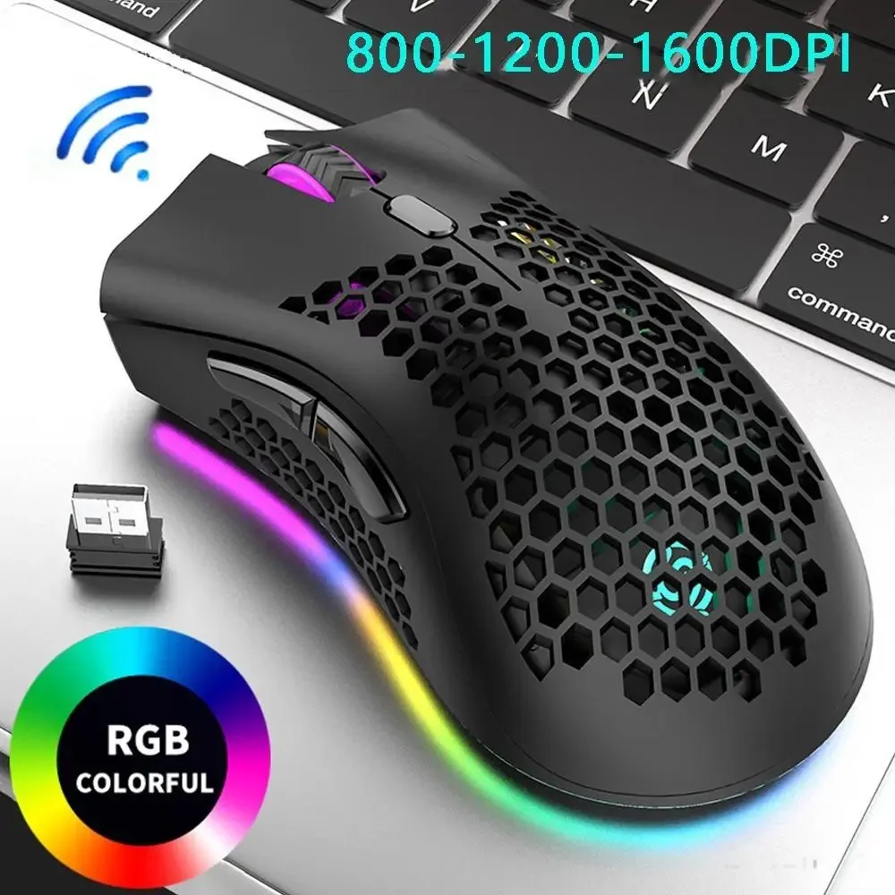 2.4G Wireless Mouse Lightweight Honeycomb Design Wireless Gaming Mouse RGB Backlight