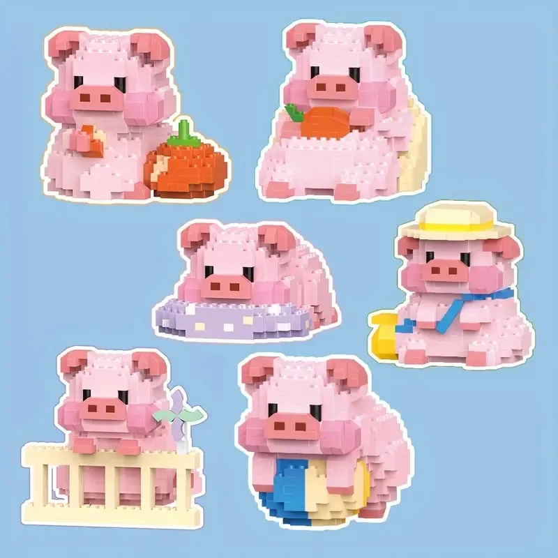 Pig Animal Mini Cute Building Block Set Cow Kawail Model for Girls and Boys Toys Kit Gifts for Adults and Kids