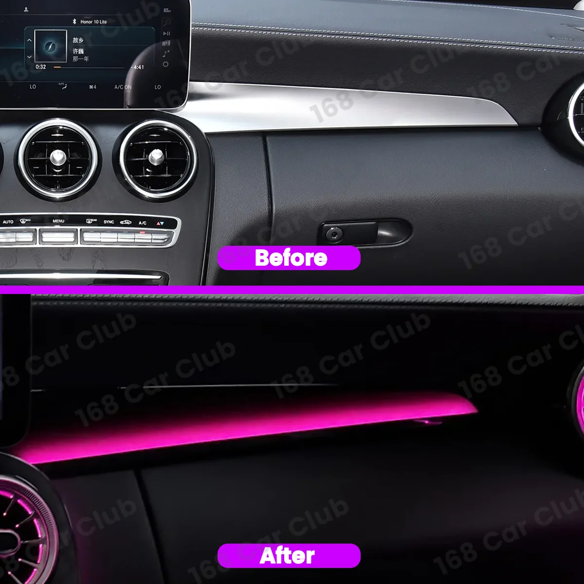 LED Copilot Lamp Ambient Light For Mercedes Benz Car W205 X253 C43 C63 Coupe GLC C-class 64 Color RGB Passenger Instrument Panel