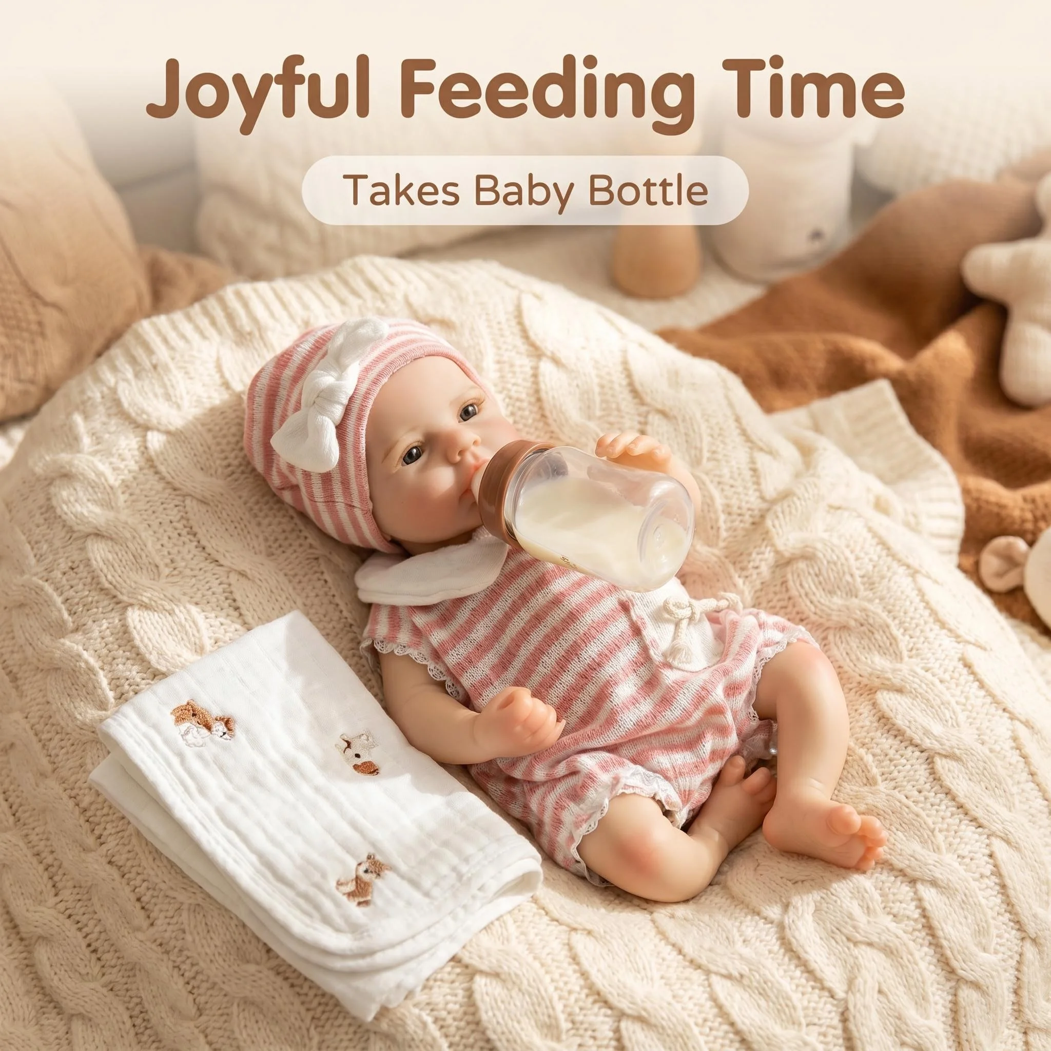 NPK 12inch Loulou Awake Full Solid Silicone Baby Doll Boy Flexible Elastic Mouth Can Open Mini Squish Lifelike Reborn Bebe