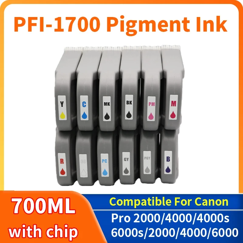 1pcs PFI1700 PFI-1700 Ink Cartridge 100% Compatible for Canon Pro 2000 2100 4000 4000s 4100 6000 6000s 6100 With Pigment Ink