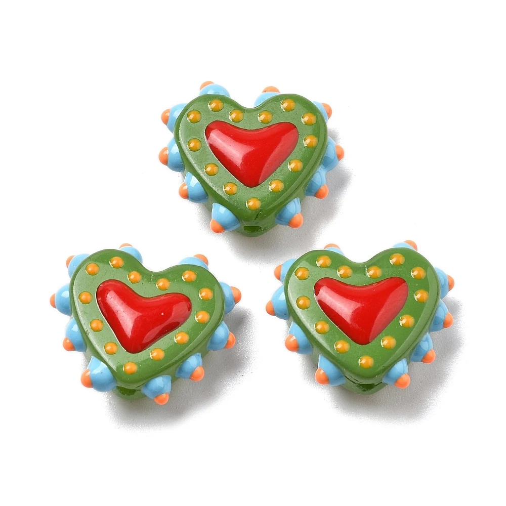 PandaHall 25 Stück Backlack-Glasperlen in Herzform, Emaille-beschichtet, 16-17x18x7mm, 1,2mm Loch für DIY Schmuck- und Halskettenherstellung – Detail 25