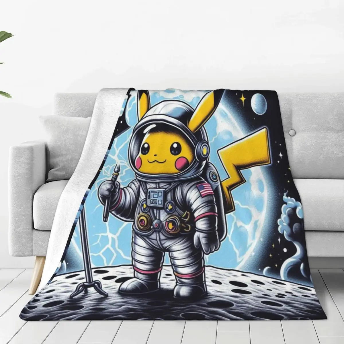 مخصص P-Pikachus رائد الفضاء بطانية ثلاثية الأبعاد مطبوعة لينة الفانيلا الصوف الدافئة رمي البطانيات للمنزل أريكة تتحول لسرير لحاف