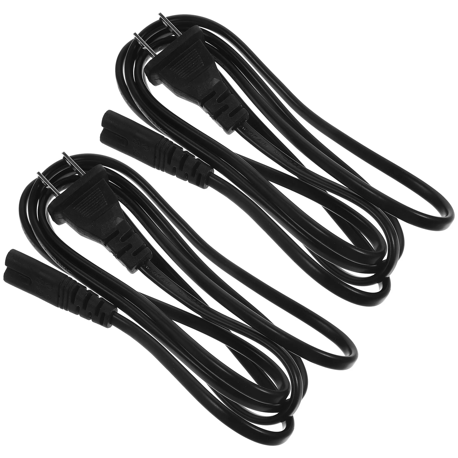 

2pcs Us Plug Power Prong Extension Cord For Radio Lamp Stereo Speaker Long Thin Black Cable Replacement Home Supplies