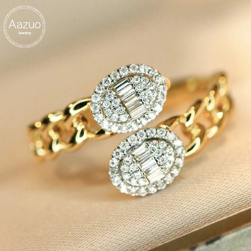 

Ювелирные изделия Aazuo: роскошные открытые кольца из 18-каратного желтого золота с натуральными бриллиантами для девушек и женщин, для торжественных мероприятий и вечеринок.