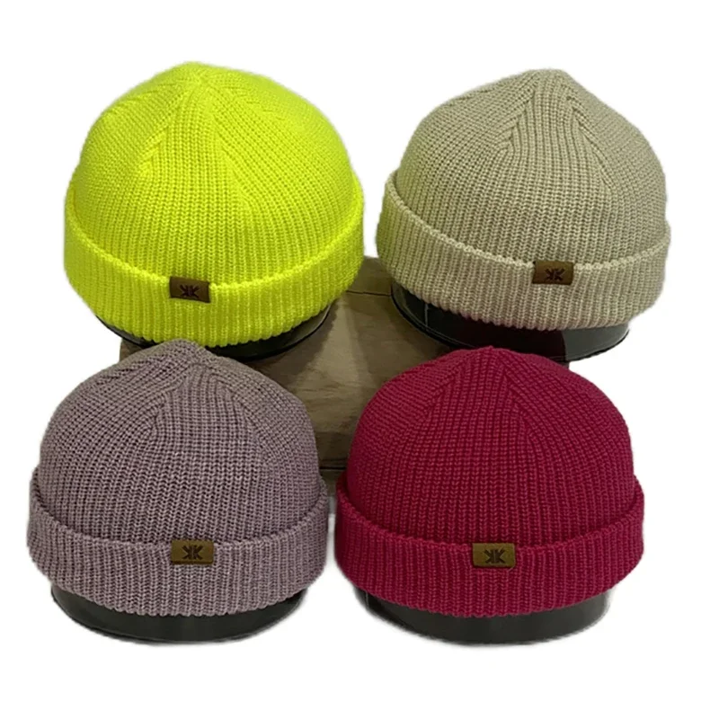 

Wholesale Private Label Custom Patch Short Cuff Knit Hat Trawler Docker Skull Cap Fisherman Beanie with Logo for Men