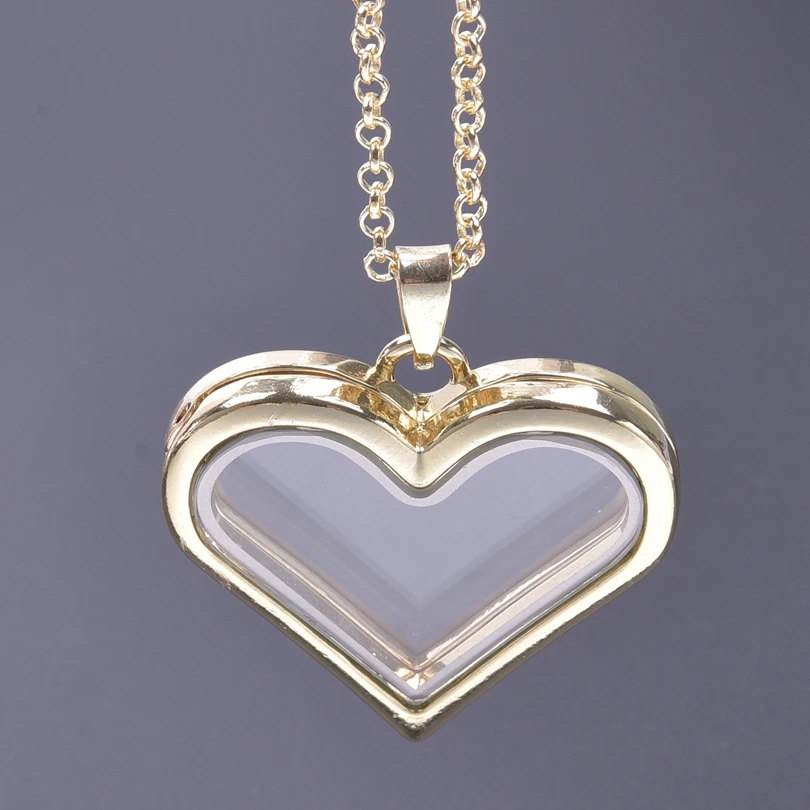 New 1PC Heart Living Memory Photo Relicario Locket Pendant Necklace Floating Chams Picture Necklaces For Jewelry Women Men Gift