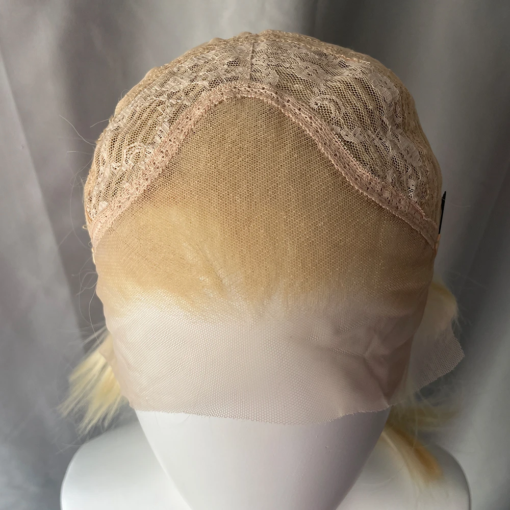 613 ブロンド 13 × 4 合成レースフロントウィッグ女性のための肩の長さのボラコスプレウィッグ男性のためのハーフハンドタイドグルーレスナチュラル