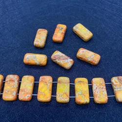 Natural Imperial Stone Loose Beads Fashion Jewelry DIY Bracelets Necklace Rectangle Snakeskin Sea Sediment Double Hole Charms