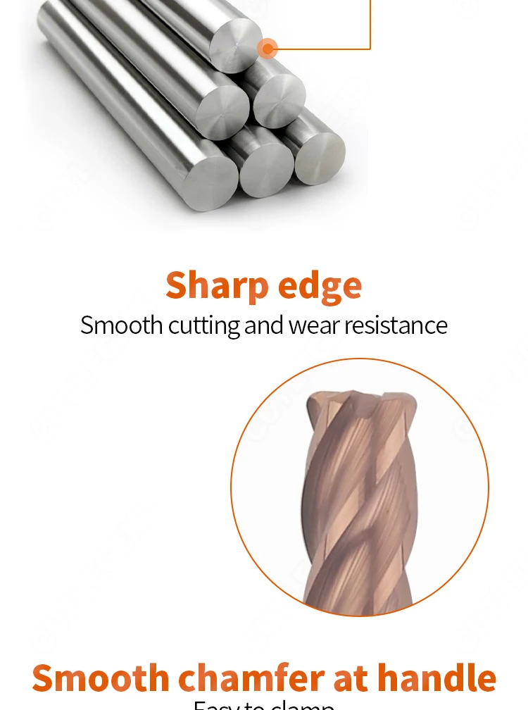 1mm 1,5mm 2mm 3mm R0.1/R0.2/R0.3/R0.5 Langhals-Eckradiusfräser CNC R-Rundkantenfräser aus Wolframkarbid für Stahl und Metall – Detail 4