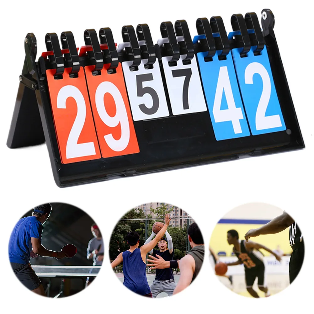 

Sports Scoreboard Tabletop Scoreboard 6-Digit Score Keeper Portable Basketball Score Counter for Basketball Badminton Volleyball