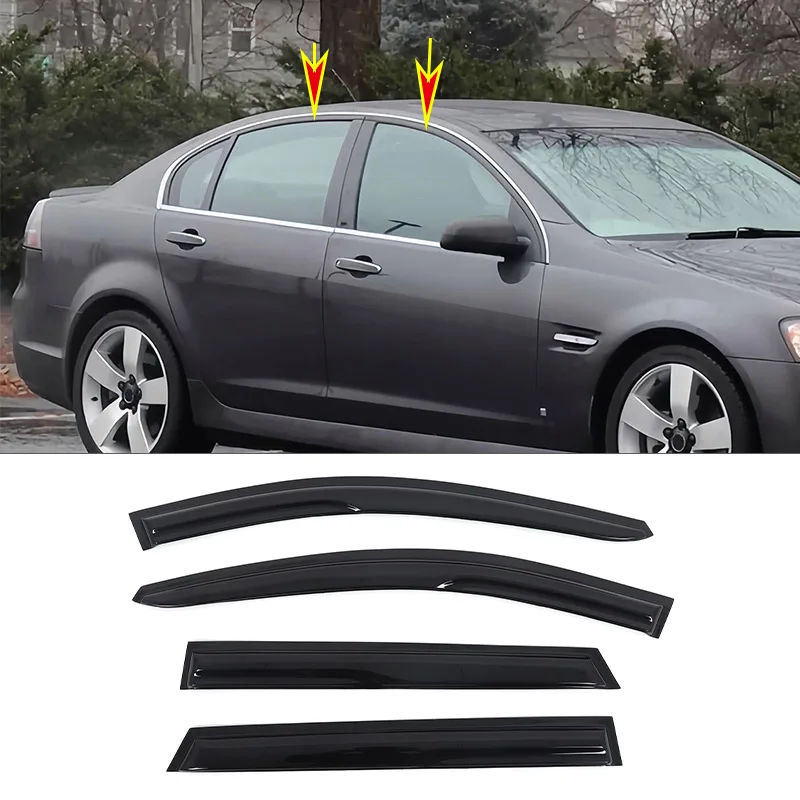 For Pontiac G8 2008-2009 ABS Black Car Windows Vent Visor Deflectors Hatchback Protection Wind Guard Sun Rain Visors Cover