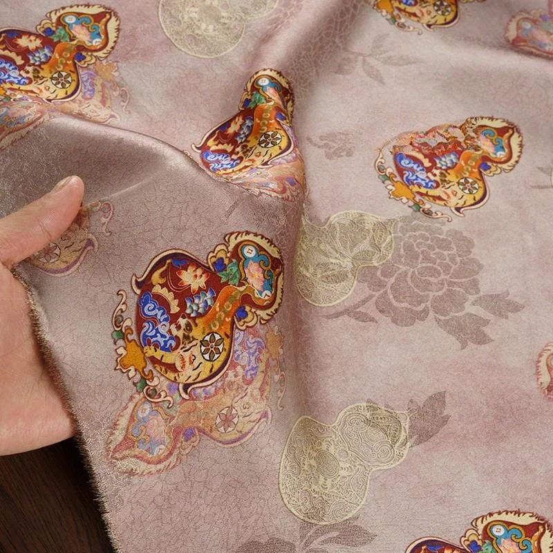 중국 팔바오보 풀루 조롱박 향기 클라우드 원사 꽃 Rauco 자카드 원단, DIY 코트, 치파오 원단, 신제품