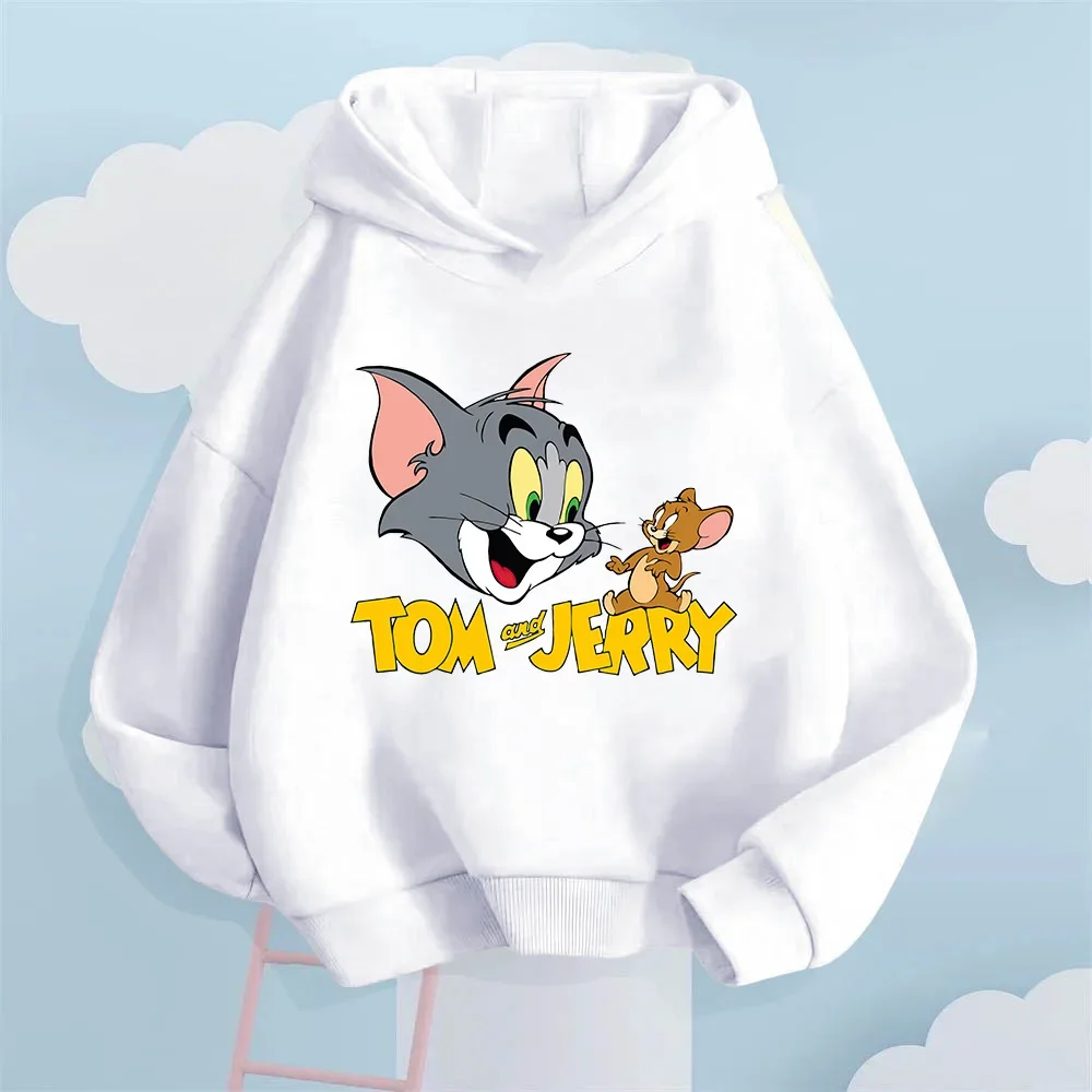 Sudadera con capucha para niños y niñas de otoño con patron de Tom y Jerry de Dobojos Animados Adeva para niños de 3 14 سنة