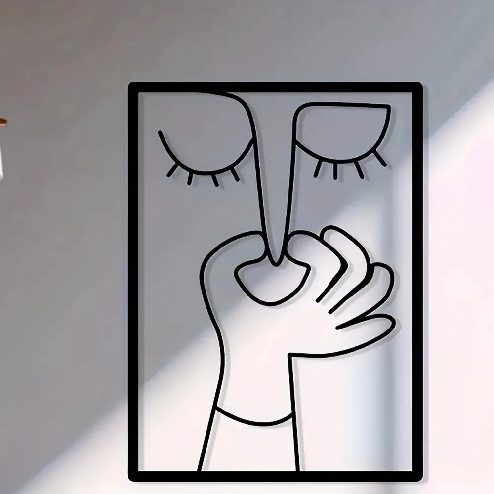 1 Stück lustiges Nasen-/Namensschild-Kunstposter – Retro-abstrakte Wanddekoration, geeignet für Wohnzimmer, Büro – minimalistische Linienzeichnung