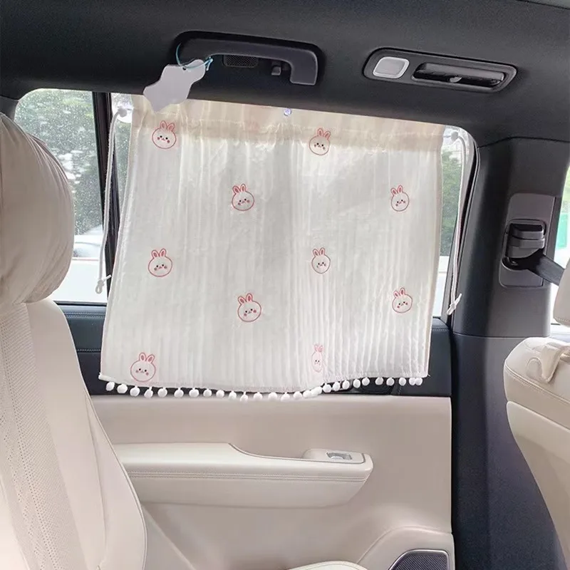 New Cartoon Bear Summer Heat Insulation Side Window Sucker Shading Thicken Car Curtains Heat Insulation Children Sunshade Gift