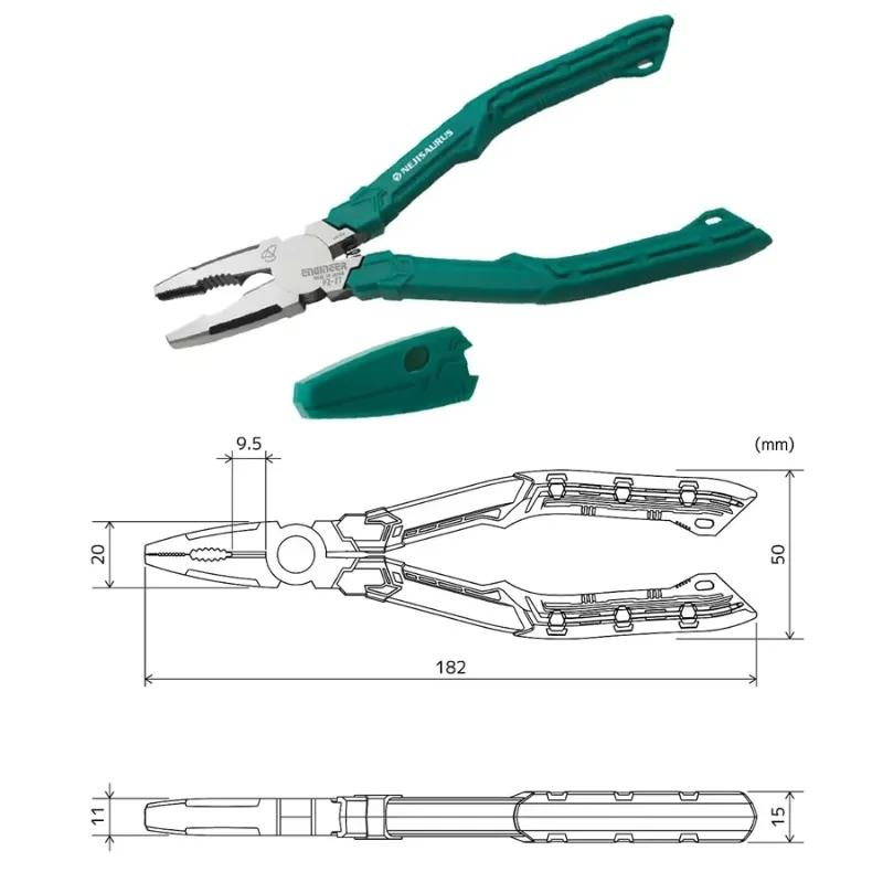 ENGINEER PZ-77 Screw Removal Pliers Non-Slip Jaws Wire Cutters Rusty Fixtures Multi-Purpose Tool