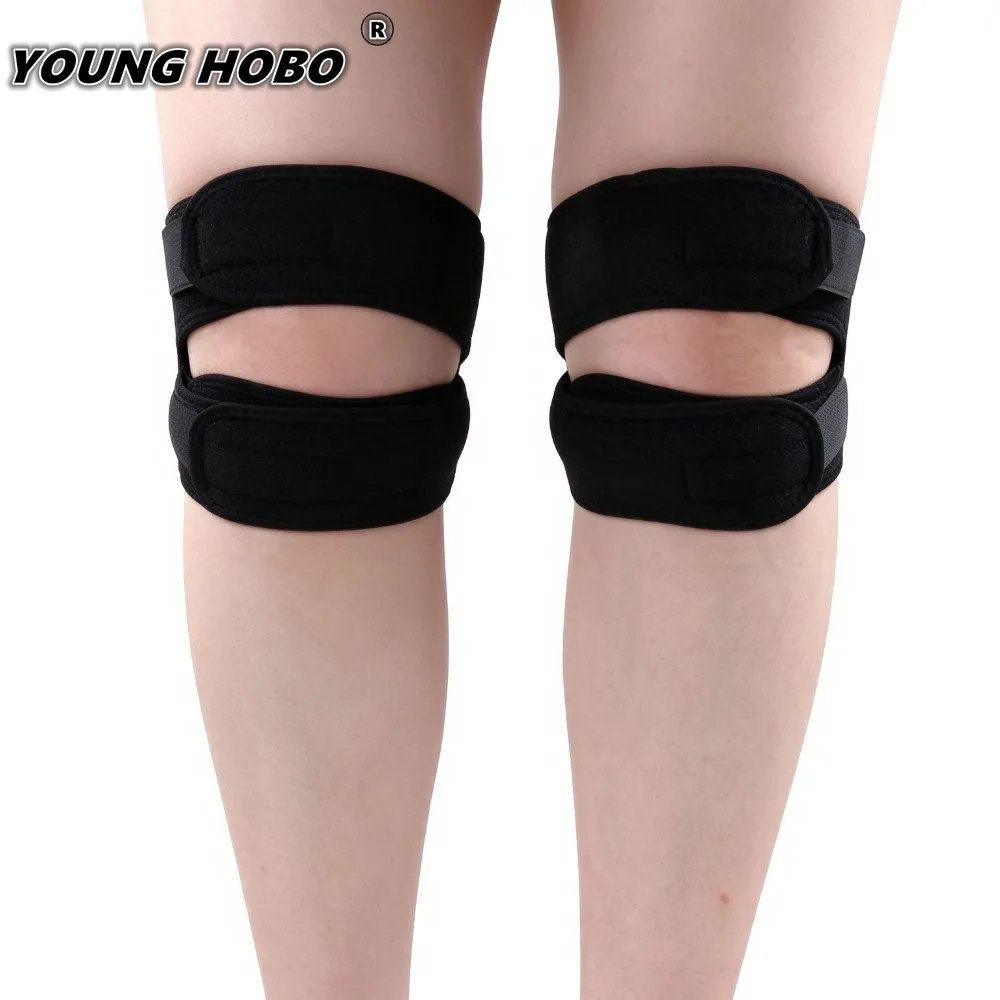 2PCS Elastic Pressurized Knee Wrap Support Bandage Pad with Knee Hole for Safety Sports Braces Ideal for Basketball Cycling
