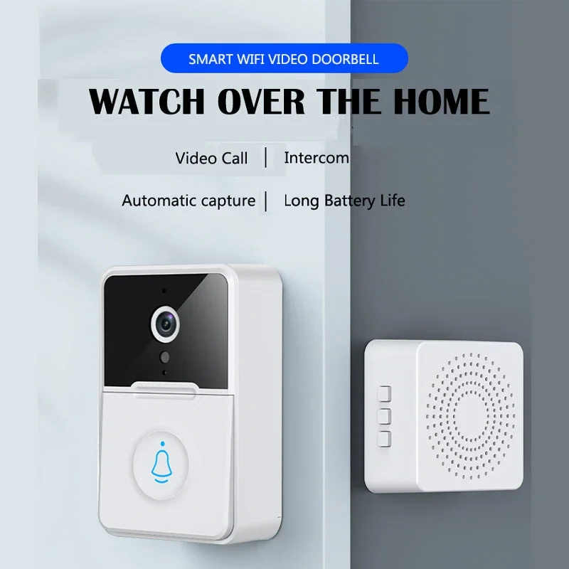 WiFi Video Doorbell 1080P HD Visual Wireless Smart Security Doorbell Camera IR Night Vision 2-Way Audio Real-Time Monitoring