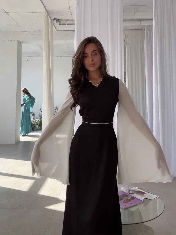 

Ид вечернее платье женское Абая Марокко платья Рамадан с рукавами-бабочками Vestidos Largo Abayas кафтан сетка Дубай арабский длинный халат 2025