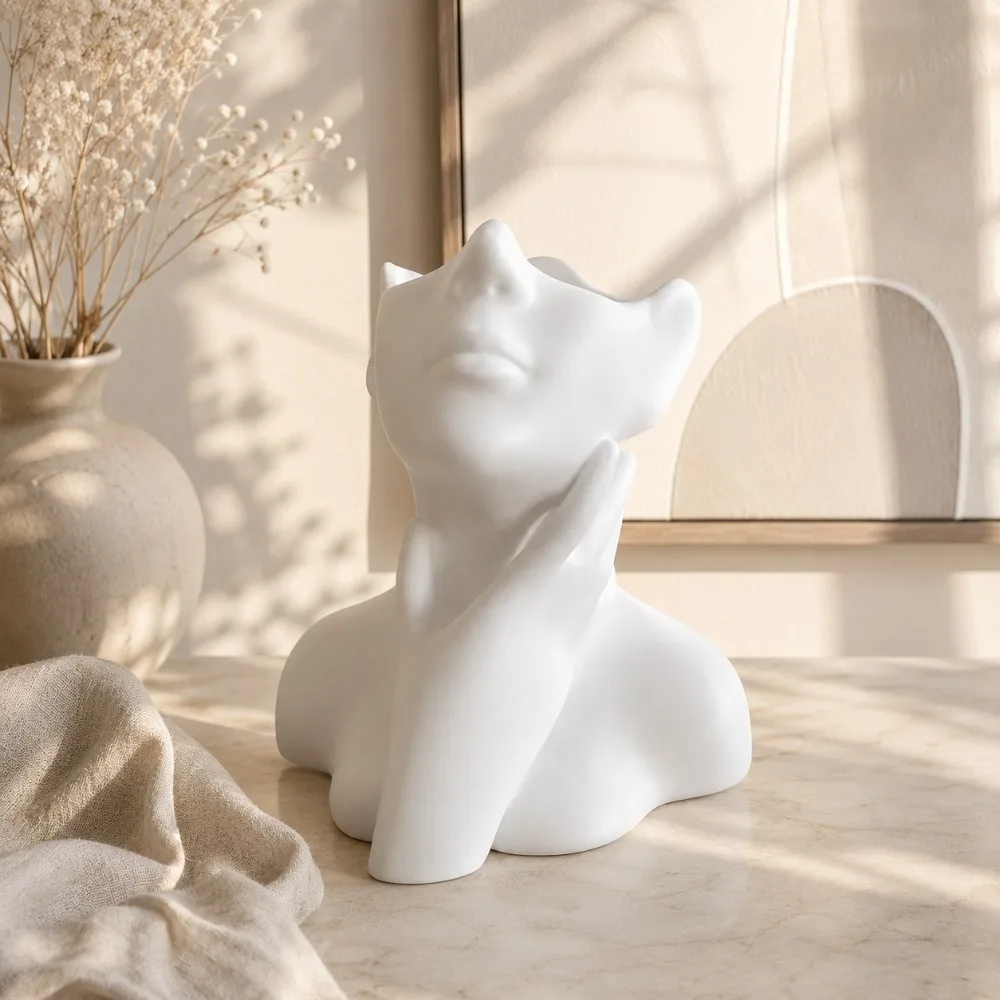 Creative Pencil Holder Large Capacity Human Statue Makeup Brush Holder Organizer Nordic Style Storage Rack Desktop Decoration