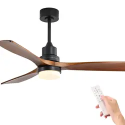 Ventilateur de plafond moderne avec lumière, ventilateur de plafond en bois, télécommande, intérieur, encastré, chambre à coucher, salle à manger, bureau, 52 po