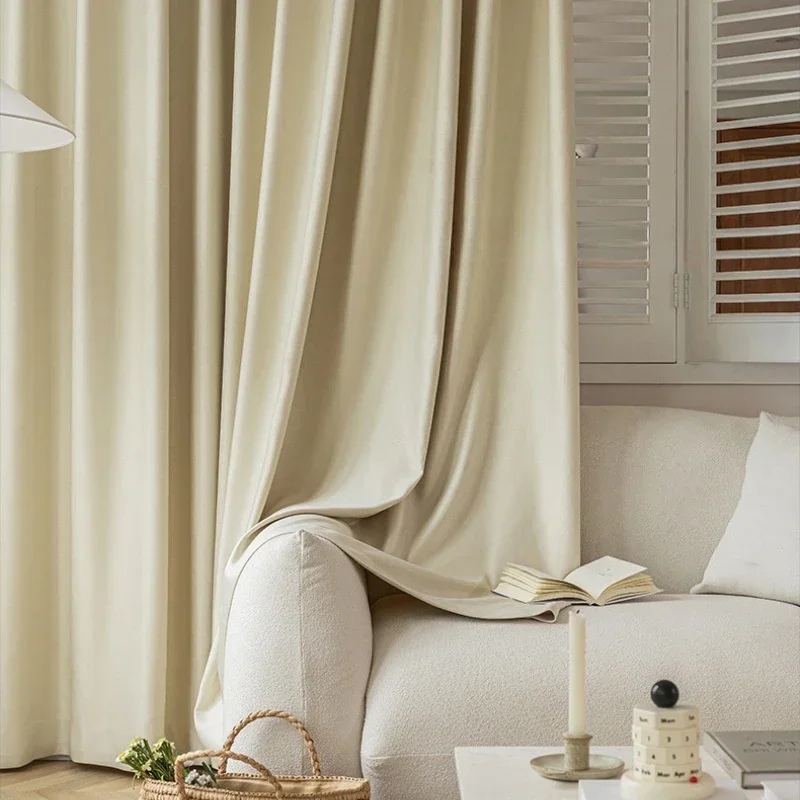 Waterproof Dustproof  Stain-proof Curtains Living Room Bedroom Bathroom Kitchen Dining Room Bay Window Milk Tea Blackout Cloth