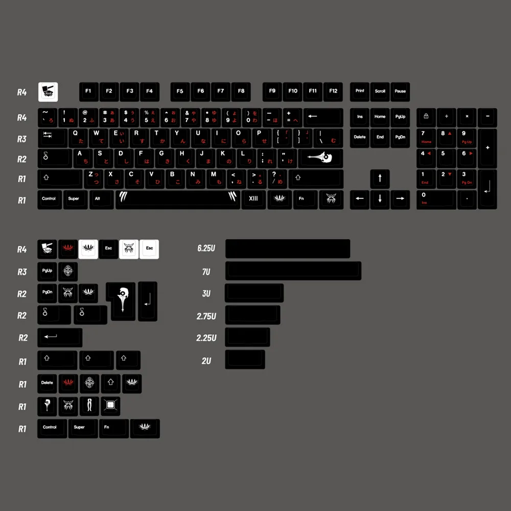Imagem -01 - Japanese Cherry Profile Keycap Preto e Vermelho Kaneki Key Cap Dye Sublimation Pbt Sets mx Switches Teclado Mecânico 142 Teclas japanese cherry profile keycap preto e vermelho kaneki key cap dye sublimation pbt sets mx switches teclado mecanico 142 teclas 01
