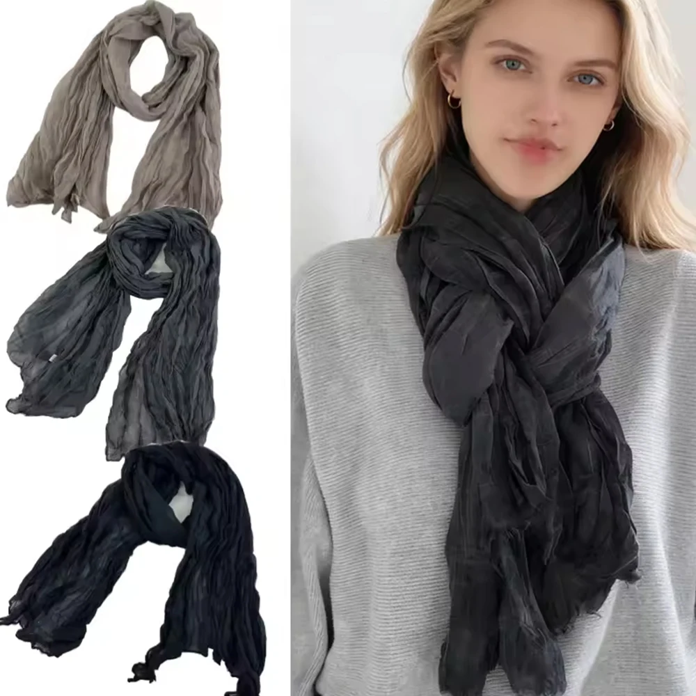 

Long Scarves For Women Soft Cotton & Linen Scarf Breathable And Comfortable Shawl For Autumn & Winter 180*90cm Solid Color Wraps
