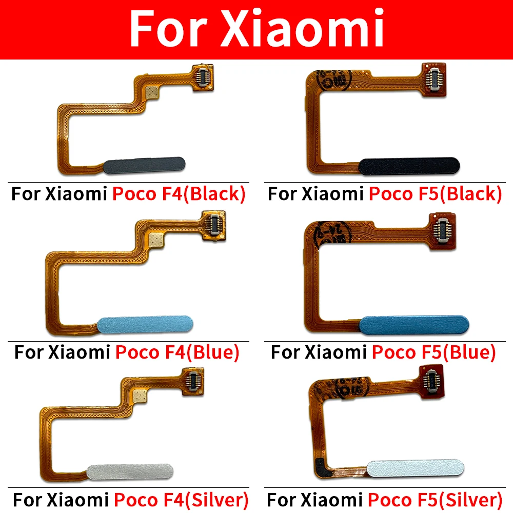 10Pcs\Lot Tested Well Fingerprint Sensor Scanner For Xiaomi Poco F4 GT F5 Touch ID Connect Home Button Flex Cable Parts