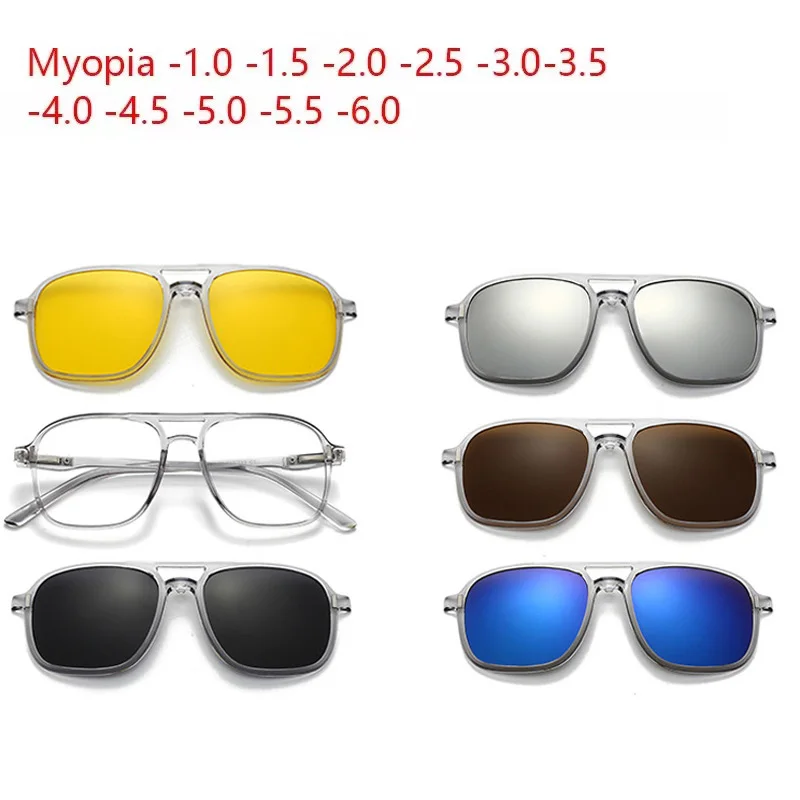 

Myopia Transparent Grey Frame Polarized Magnet Sunglasses Clip On Glasses Prescription Optic Spectacle 6 In 1 Eyeglass Frames