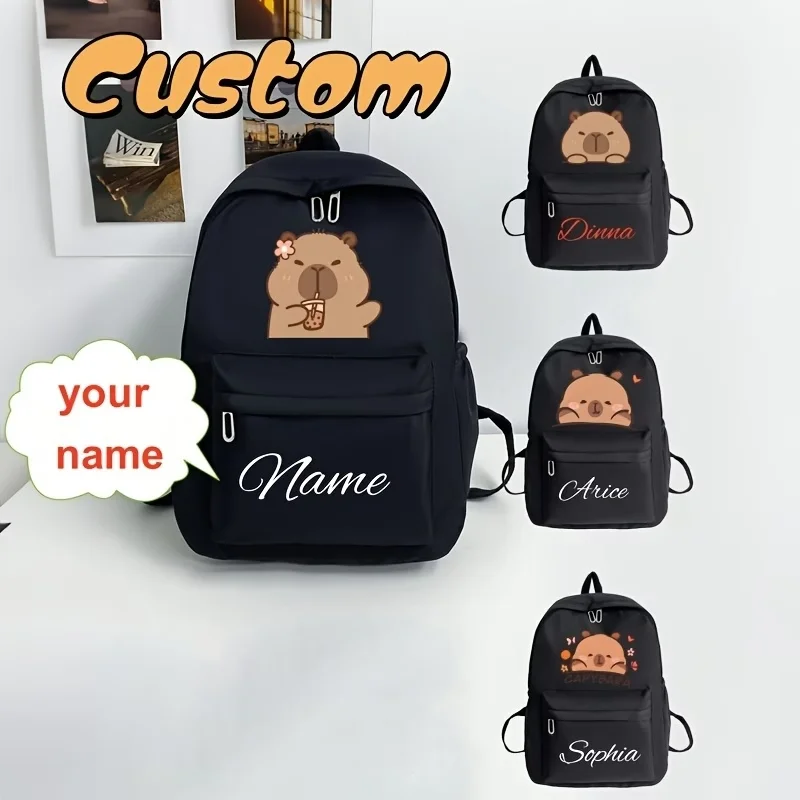 

This back-to-school casual and versatile large-capacity Kapibala print backpack is customizable with your name and is suitable f