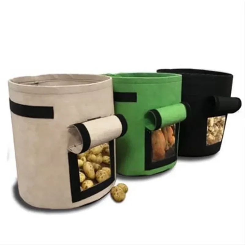 Large Diameter Vegetable Plant Seedling Bag Garden Felt Potato Planting Bag Non-Woven Felt Potato Growing Bucket