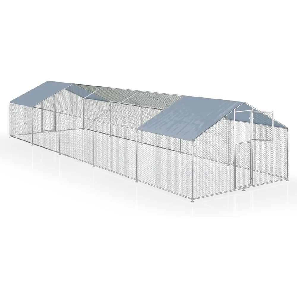 

Chicken Coop,Large Metal Chicken Run Pen,Walk in Chicken Coops for 30/50 Chickens,Double Door Chicken House with Waterproof & A