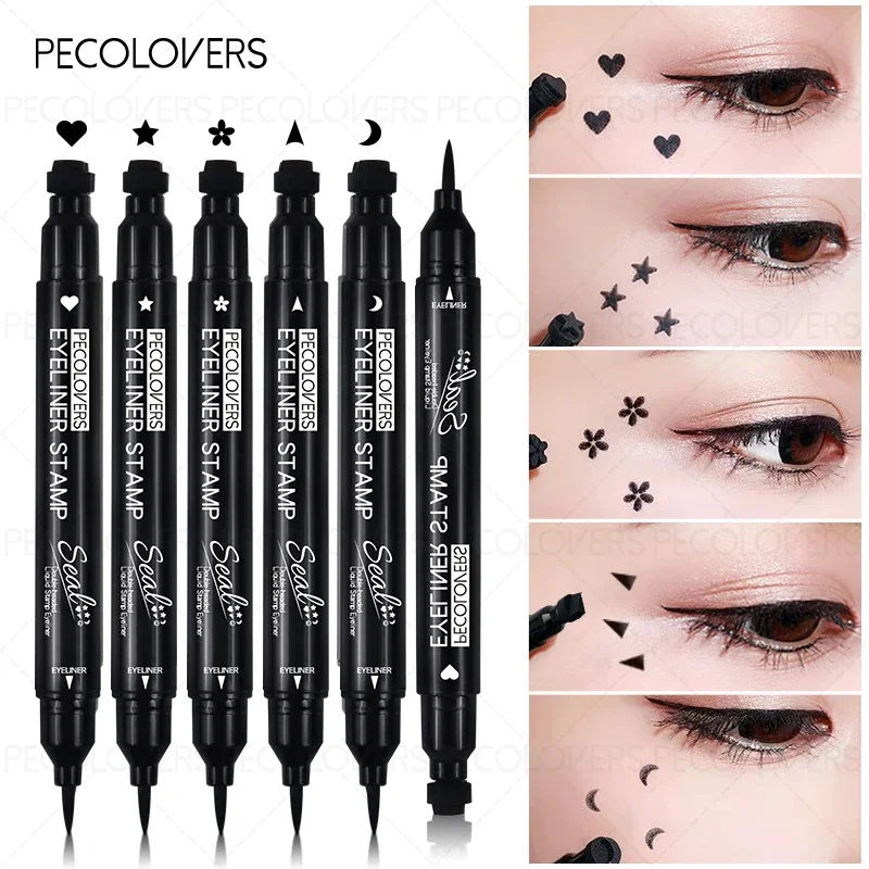Doppelkopf-Eyeliner-Stempel-Siegelstift, langlebig, wasserdicht, schnell trocknend, Eyeliner, flüssiger schwarzer Bleistift, Make-up für Damenkosmetik