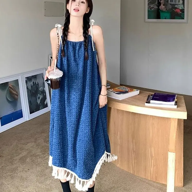 Bella moda irregolare senza maniche camis abito longuette moda donna tinta unita gonna a trapezio estate pullover larghi abbigliamento da donna