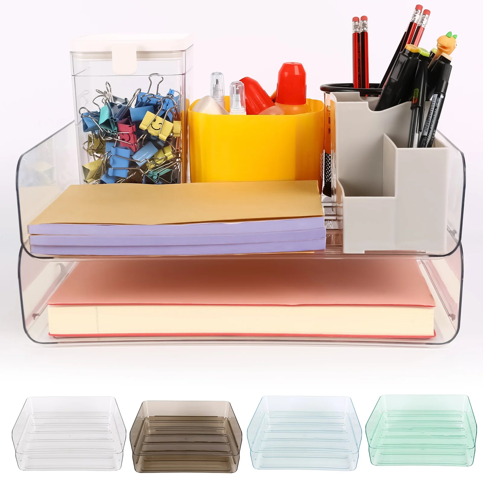 

Acrylic Office Desktop File Paper Holder 2 Layer Anti-Skid Storage Rack Suitable For Magazines Stationery