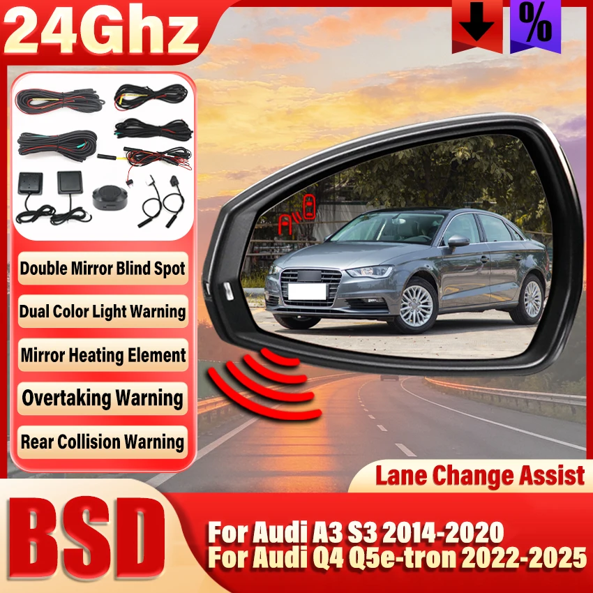 24GHz BSD Blind Spot Monitoring System Warning Radar Sensor Compatible For Audi A3 S3 2014-2020 Q4 Q5e-tron 2022-2025